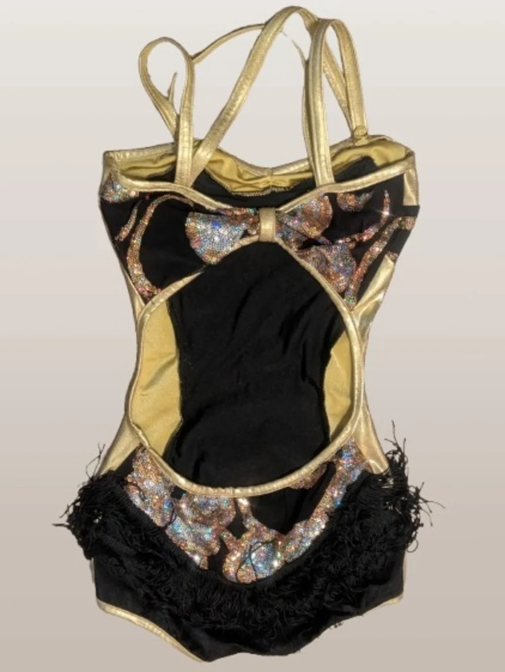 Girls Gold & Black Sequin Circle-Accent Costume Mini